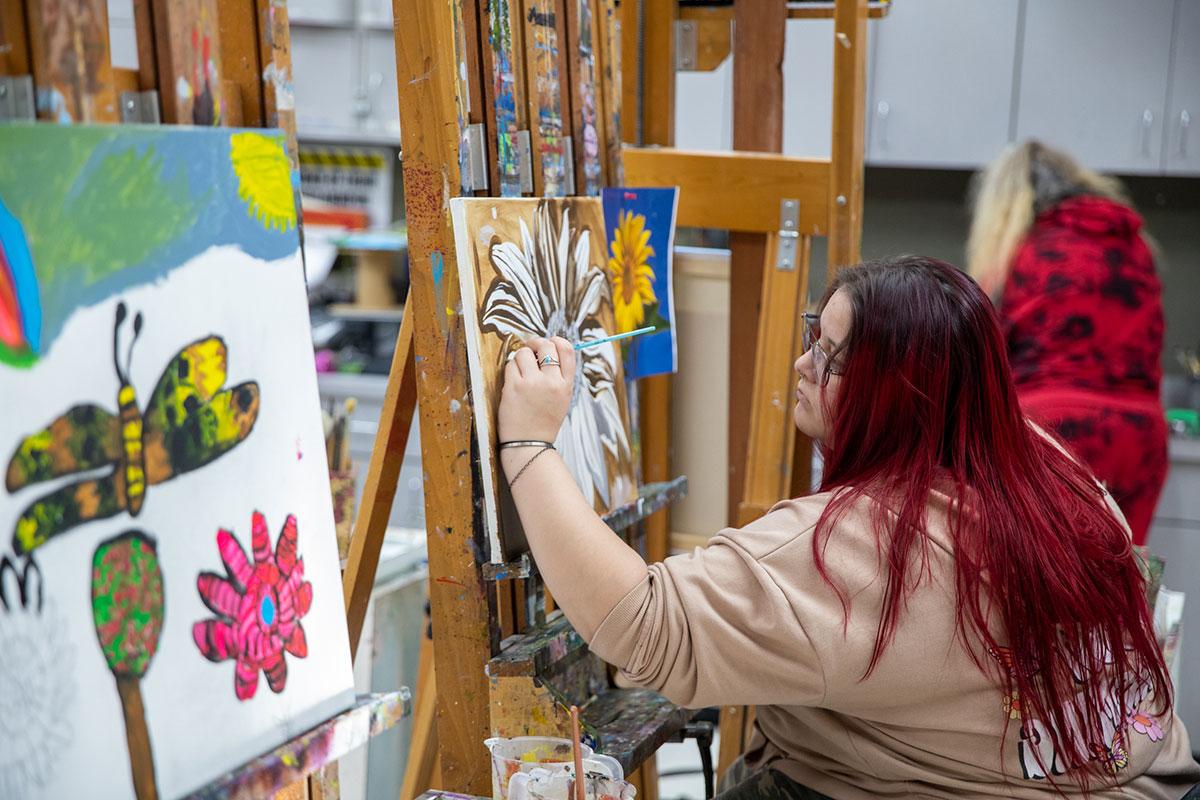 Student working in the painting studio.